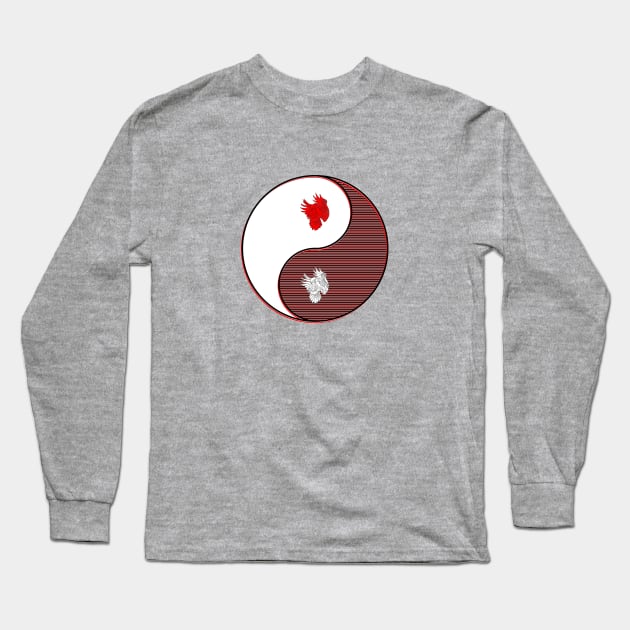 yin yang balance harmony design eastern philosophy owl Long Sleeve T-Shirt by 4rpixs